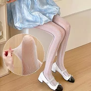 Женские сексуальные жаккардовые прозрачные колготки с бантом, ажурные сетчатые колготки