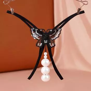Женские сексуальные жемчужные массажные стринги, дизайн с вырезом, идеально подходят для ночных клубов Extra Large
