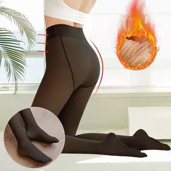 Женские сексуальные зимние колготки, полупрозрачные шерстяные носки, брюки, зимние чулки, колготки на флисовой подкладке, термобрюки, леггинсы, искусственные колготки One Size