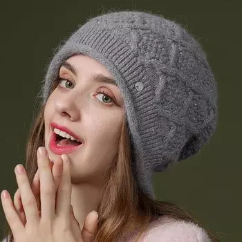 Женские шапки Осенняя модная зимняя шапка для мам Женская теплая вязаная пряжа Шапки-кепки