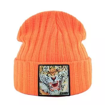 Женские шапочки Skullies, осенне-зимняя уличная одежда, вязаные шапки, мужская вязаная однотонная шапка Gorras с нашивкой-вышивкой, шапка