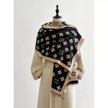 Женские шарфы из пашмины с бахромой, накидка, зимние теплые модные бренды, дизайнерские кашемировые двухсторонние шарфы с буквами, одеяла, мягкие шали