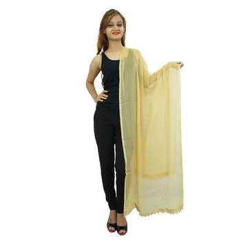 Женские шарфы из шифоновой смеси Dupatta Chunni, индийские шарфы с длинными кисточками One size белый