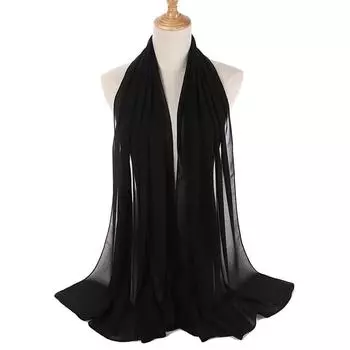 Женские шарфы, однотонный платок на голову, жемчужный хиджаб, легкий модный шарф для волос