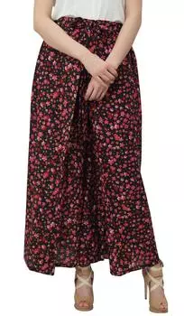 Женские шаровары Phagun Black Tie Knot Waist с цветочным принтом рыбака-L Large чёрный