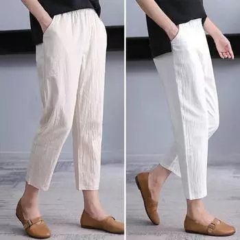 Женские шаровары Yousheng, широкие однотонные длинные брюки с карманами, эластичный пояс, свободные походные брюки 3XL чёрный