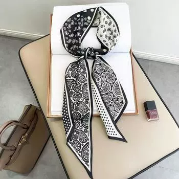 Женские шейные шарфы, модные шейные платки, повязки для волос, шарфы 14x145CM чёрный/белый