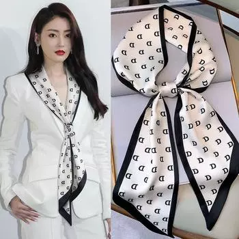 Женские шейные шарфы, модные шейные платки, повязки для волос, шарфы 14x145CM белый