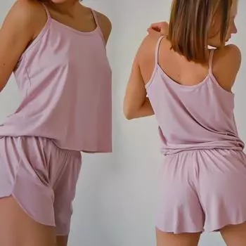 Женские шелковистые бесшовные пижамы, ночные рубашки, комплект нижнего белья, пижамы, жилет на бретелях с макаронами + шорты, костюм для сна L чёрный