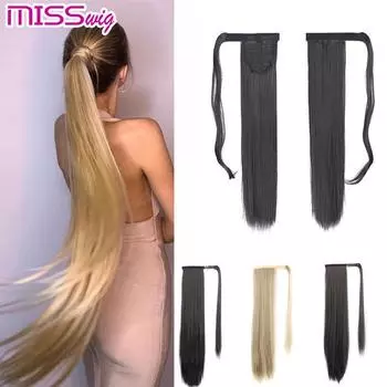 Женские шелковистые прямые синтетические заколки с хвостиком на шнурке для наращивания волос для женщин F8-613