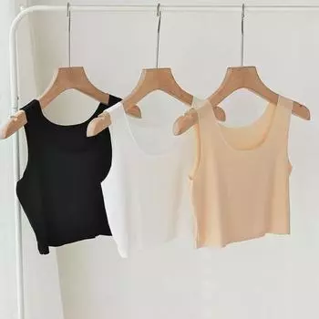 Женские шелковые топы-майки, эластичные охлаждающие майки без рукавов, базовая рубашка, ультратонкий бесшовный укороченный топ-майка L белый