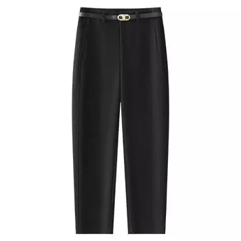 Женские шерстяные брюки гаремы 2024 - Осень/Зима, высокая посадка, свободный крой, укороченные, морковного силуэта, стройнящие 3XL