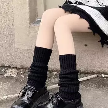 Женские шерстяные вязаные носки с длинными рукавами, осенне-зимние вязаные крючком носки белый