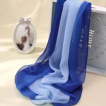 Женские шифоновые шали с градиентом цвета, тонкий солнцезащитный шелковый шарф, дышащий модный элегантный шарф