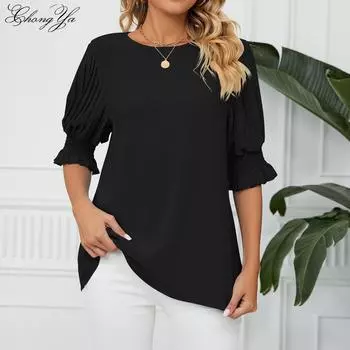 Женские шифоновые топы, модная свободная футболка S серый