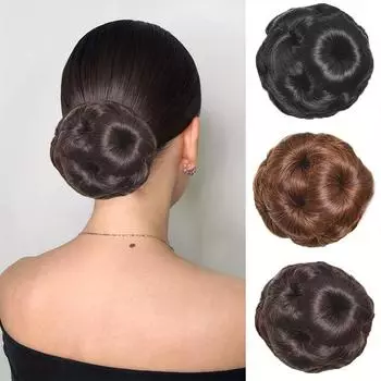 Женские шиньоны для волос, пучок, пончик, накладные волосы, черный/коричневый/синтетический высокотемпературный шиньон из волокна