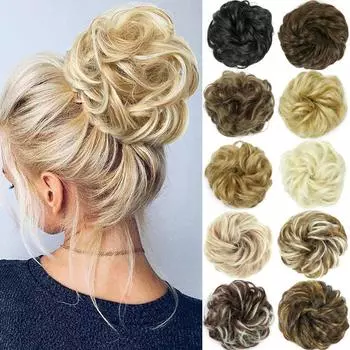 Женские шиньоны MERISIHAIR из синтетического термостойкого высокотемпературного волокна, небрежный шиньон с эластичным пончиком, эластичный пучок 8 cm