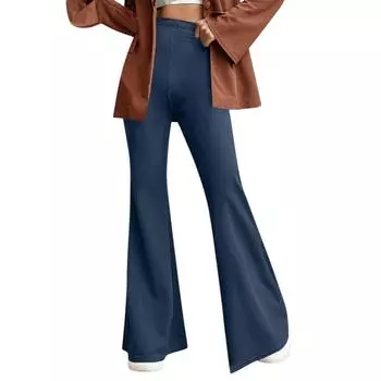 Женские широкие брюки для йоги, удобные спортивные брюки для танцев с высокой талией, широкий эластичный карман XL тёмно-синий