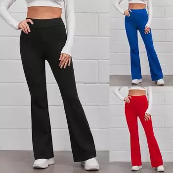 Женские широкие брюки для йоги, женские леггинсы, спортивные колготки для спортзала, женские высокоэластичные расклешенные брюки для фитнеса, модная уличная одежда для йоги S чёрный