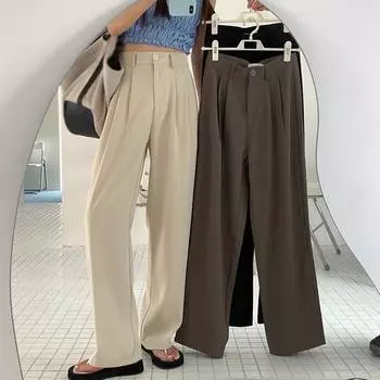 Женские широкие брюки для костюма, женские офисные брюки, прямые брюки S