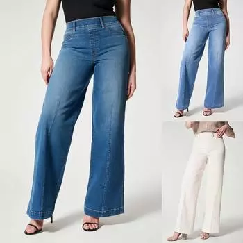 Женские широкие брюки, повседневные модные однотонные джинсы, одежда для отдыха, брюки XXXL белый