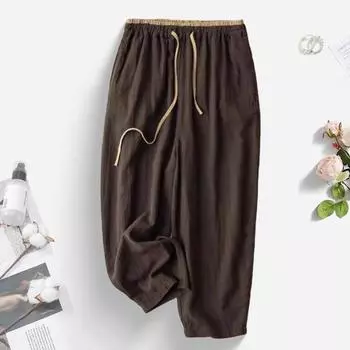 Женские широкие брюки с эластичной резинкой на талии, повседневные удобные брюки однотонного цвета, свободного кроя, брюки в стиле для поездок на работу M чёрный