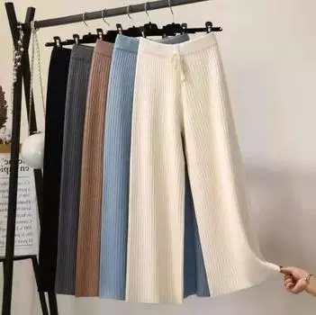 Женские широкие брюки с высокой талией и драпировкой, повседневные свободные трикотажные брюки прямого кроя со шнуровкой, однотонные женские брюки S белый