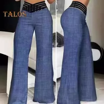 Женские широкие брюки с высокой талией, полые перекрестные пояса, слегка расклешенные брюки, однотонные повседневные длинные брюки, уличная одежда M розы красного