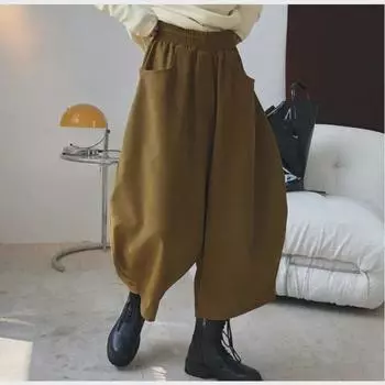 Женские широкие брюки-шаровары в стиле ретро: Свободные шаровары в японском стиле на весну и осень 2022 года. Large