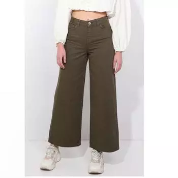 Женские широкие джинсы цвета хаки