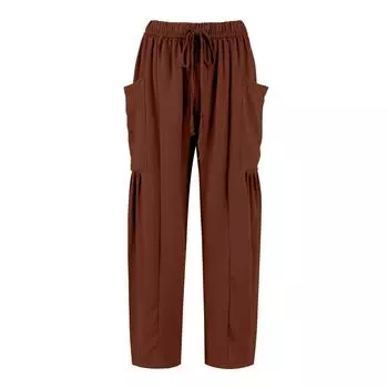 Женские широкие льняные брюки больших размеров со средней талией, летние мешковатые брюки S кофейный