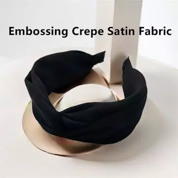 Женские широкие повязки на голову с тиснением из крепового атласа с узлом, модные женские повседневные аксессуары для волос для шопинга