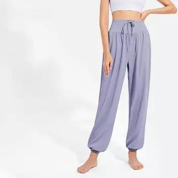 Женские широкие штаны для йоги: Облегающий фасон Lantern, естественная драпировка, высокая талия, повседневная одежда для танцев и фитнеса.