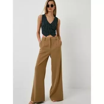 Женские широкие свободные брюки на молнии с высокой талией, повседневные осенние прямые брюки, офисные элегантные удобные однотонные брюки, модные свободные женские брюки на пуговицах S хаки