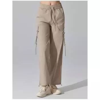 Женские широкие ветрозащитные штаны для йоги с высокой талией S хаки