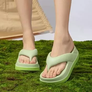 Женские шлепанцы, летние уличные и домашние сандалии на толстой подошве, увеличивающие высоту 5 см, тапочки для пляжа 35-36 чёрный