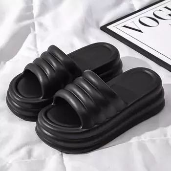Женские шлепанцы на толстой платформе, летние удобные, мягкая подошва, пляжная обувь, шлепанцы, женские, сандалии с толстой подошвой и нескользящей подошвой 36-37