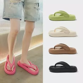 Женские шлепанцы на толстой подошве: Летние пляжные и уличные сандалии 2025 года для женщин и мужчин 38/39 чёрный