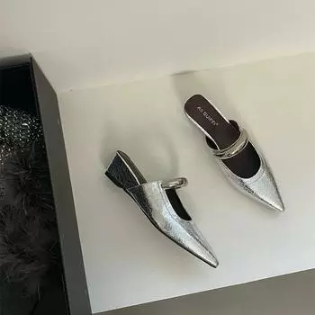 Женские шлепанцы с острым носком и металлической пряжкой, женские удобные модные босоножки на низком каблуке, дизайнерские туфли-лодочки для женщин 35