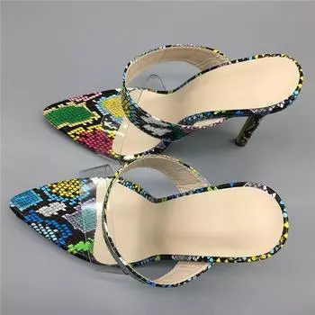 Женские шлепанцы с острым носком, шлепанцы на тонком высоком каблуке, прозрачные сандалии разных цветов, женская обувь для вечеринок, летний зеленый цвет 42 35 зелёный