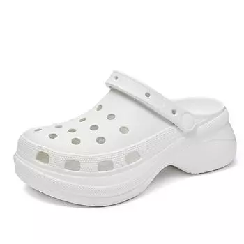 Женские шлепанцы с отверстиями, летние на толстой подошве, увеличивающие рост, противоскользящие спортивные, пляжные сандалии, садовая обувь для улицы 35 белый