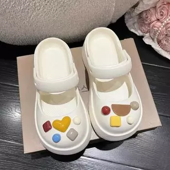 Женские шлепанцы с подушкой, подушка на толстой подошве, тапочки из ЭВА, нескользящие тапочки Baotou, женские удобные домашние тапочки, подходящие для уличного пляжа 36-37 чёрный