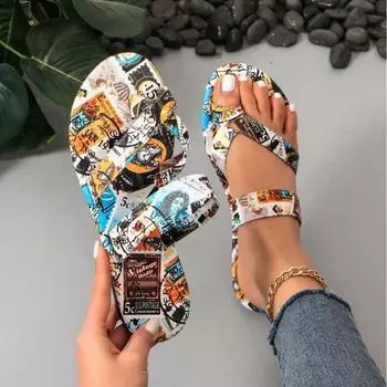 Женские шлепанцы с принтом Clie Toe, пляжные сандалии на плоской подошве, летние модные новые шлепанцы, брендовые повседневные шлепанцы, Zapatos Mujer 37 розовый