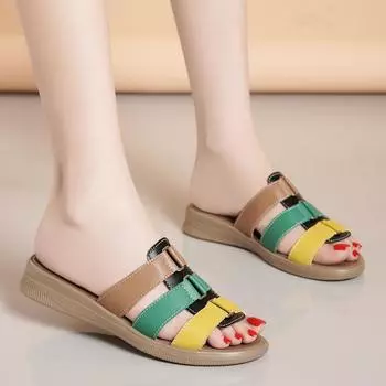 Женские шлепанцы, сандалии на открытом воздухе, нарядные повседневные прогулочные коричневые сандалии с открытым носком 35 чёрный