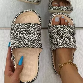 Женские шлепанцы, тапочки-облака, летние пляжные сандалии для женщин, нескользящие сандалии, домашние шлепанцы из ЭВА на мягкой подошве, ортопедические сандалии 43 леопардовый