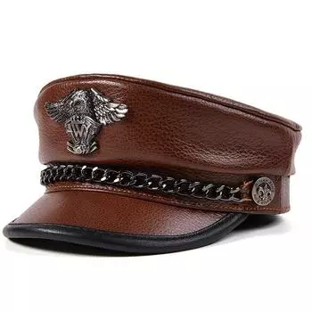 Женские шляпы из воловьей кожи EFei, женская модная однотонная темно-синяя кепка, берет, модная шляпа художника в британском стиле ретро, береты L(55-56cm) чёрный