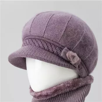 Женские шляпы осенне-зимние шерстяные шапки теплые шапки с утиным язычком для пожилых бабушек хлопковые шапки для пожилых матерей среднего возраста one size