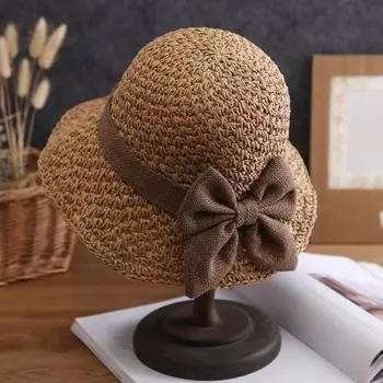 Женские шляпы соломенные кепки солнцезащитный козырек летние дышащие аксессуары с бантом
