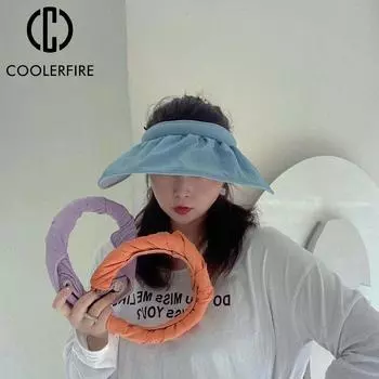 Женские шляпы высокого качества, широкополые шляпы с солнцезащитным козырьком, пляжная весенне-летняя женская кепка, компактная однотонная защита от ультрафиолета AC2007 One Size белый