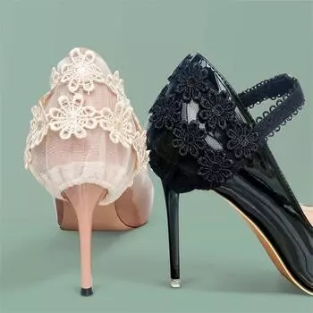 Женские шнурки для обуви на высоком каблуке, кружевные украшения, нескользящие шнурки без завязок, удерживающие элегантную обувь, шнурки, противоскользящий ремешок бежевый